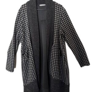 Chic Black and Gray Checkered Cardigan. Pre-owned.